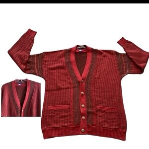 Tommy Hilfiger Cardigan Oversized Sweater XL Red Green